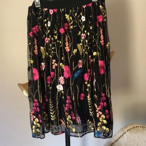 Susan Graver Embroidered Mesh Skirt